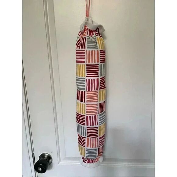 Handmade Plastic Bag Holder- striped colored blocks - Picture 1 of 1